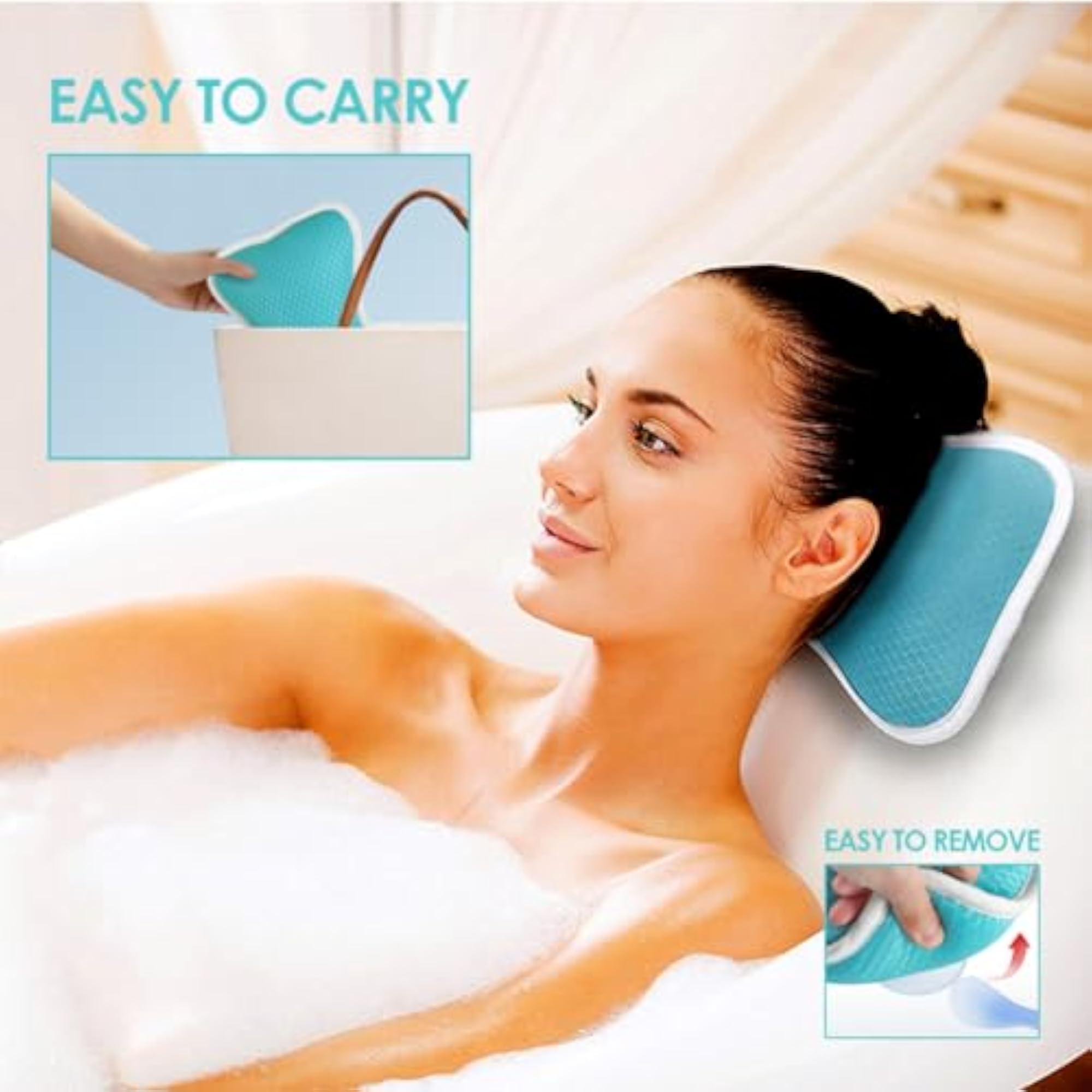 Non-Slip Bath Pillow with Suction Cups